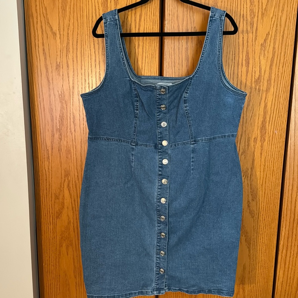 Denim Button Midi Dress